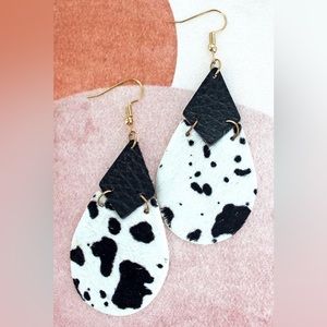 Cow print teardrop earrings